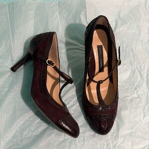 MADE IN ITALY Charles Kammer suede and leather Mary Jane heels